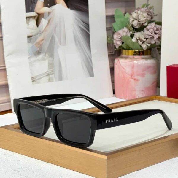 Prada Full Black Rectangular Men’s Sunglass