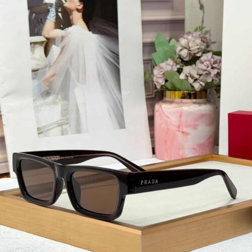 Prada Full Coffee Rectangular Men’s Sunglass