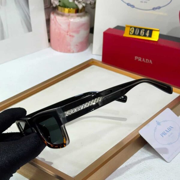 Prada Black Leopard Rectangular Men’s Sunglass