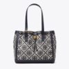 Tory Burch T Monogram Blue Jacquard Small Tote (With Box)