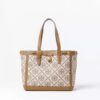 Tory Burch T Monogram Brown Jacquard Small Tote (With Box)