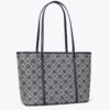 Tory Burch T Monogram Blue Small Zip Tote (With Box)