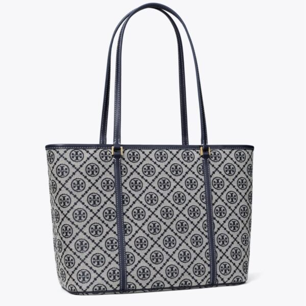 Tory Burch T Monogram Blue Small Zip Tote (With Box)