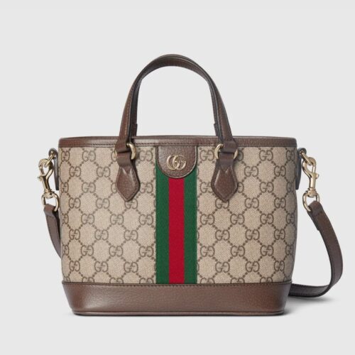 Gucci GG Ophidia Brown Small Tote Bag (With Box)