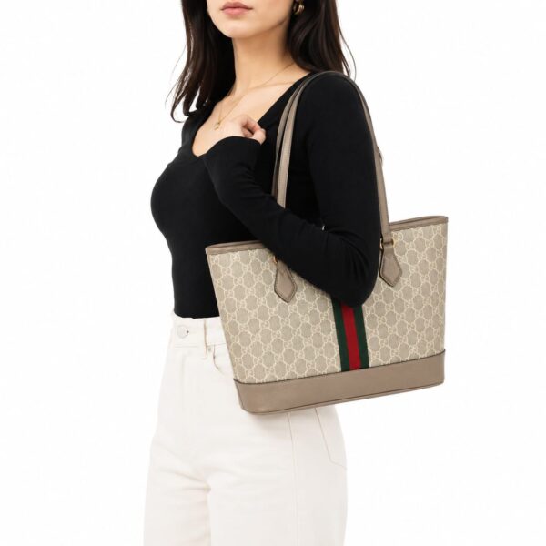 Gucci GG Ophidia Grey Medium Tote Bag (With Box)