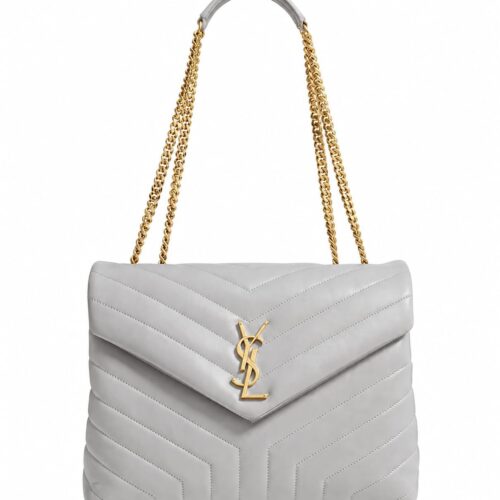 Ysl Lou Lou Medium Grey Sling Bag (With Box)