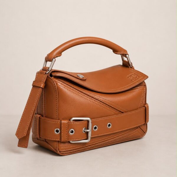 Loewe Puzzle Biker Tan Small Premium Handbag (With Box)