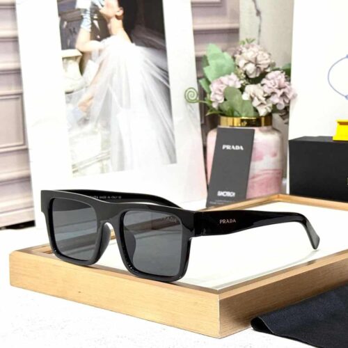 Prada Square Glossy Unisex Flat Top Sunglass