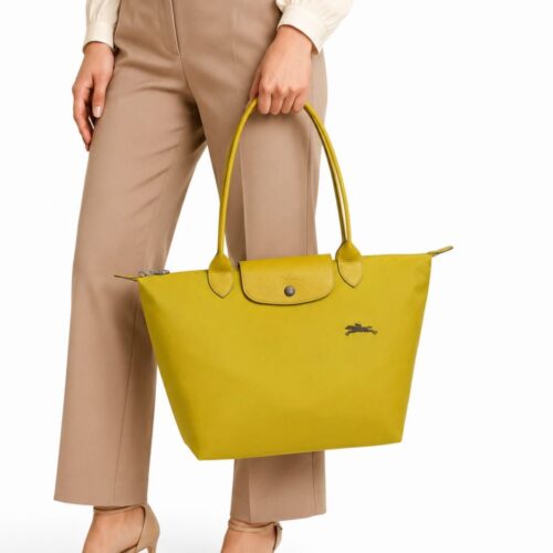 Longchamp Le Pliage Medium Lemon Yellow Tote