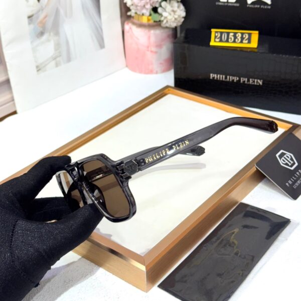 Philipp Plein Transparent Gray Brown Over Sized Men’s Sunglass