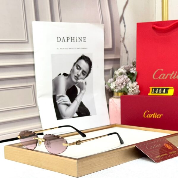 Cartier Oval Purple Rimless Womens Sunglass