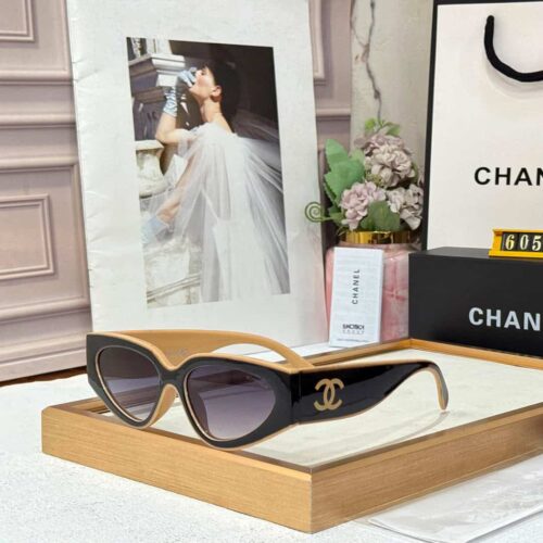 Chanel Sung Cat Eye Black Cream Women’s Sunglass