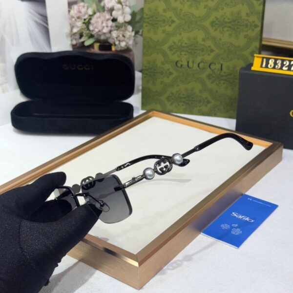 Gucci Reverse GG Pearl Gun Meral Rectangular Women’s Sunglass