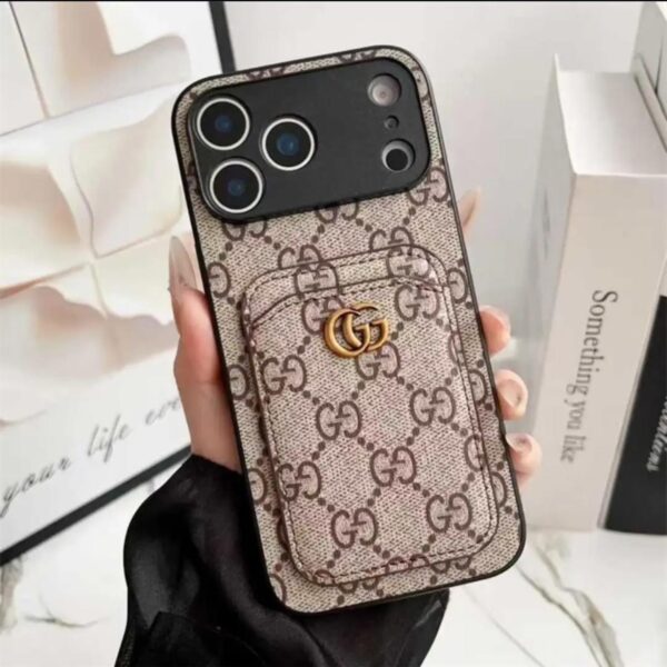 Gucci GG Iphone 17 pro Back Case With Attached Card Holder (With Box)