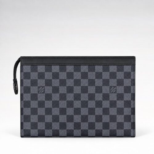 Louis Vuitton Pochette Black Grid Travel Bag (With Box)