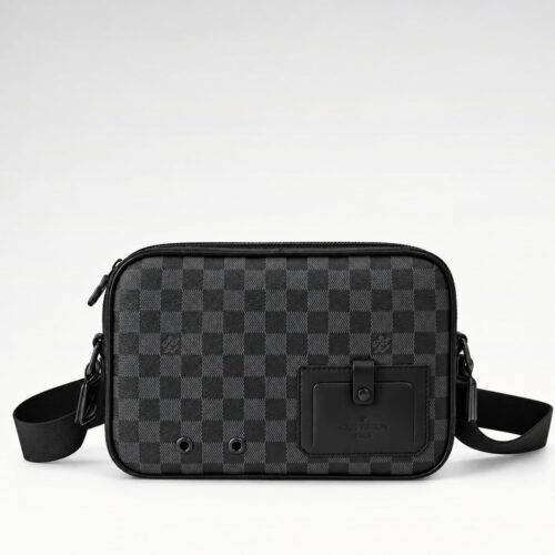 Louis Vuitton Black Damier Messenger Bag (With Bag)