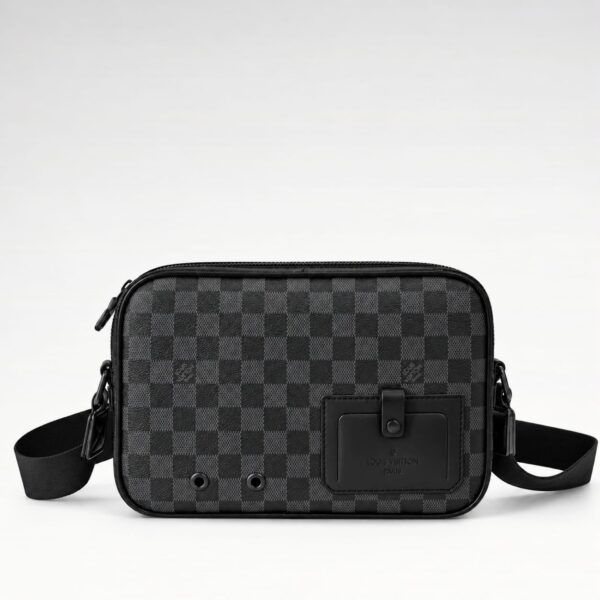 Louis Vuitton Black Damier Messenger Bag (With Bag)