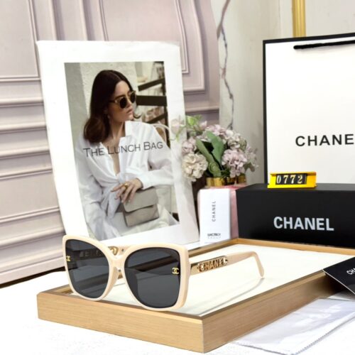 Chanel Beige Cat Eye Oversized Women’s Sunglass