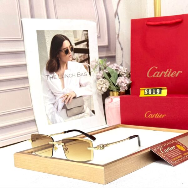 Cartier Brown Rimless Rectangular Men’s Sunglass