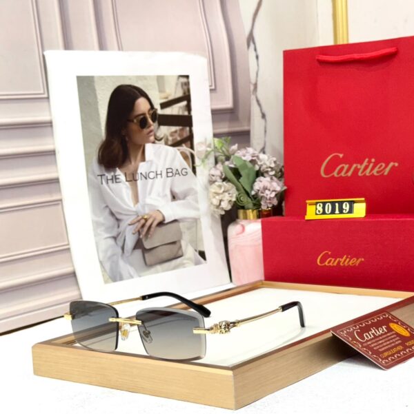 Cartier Black Tone Rimless Rectangular Men’s Sunglass