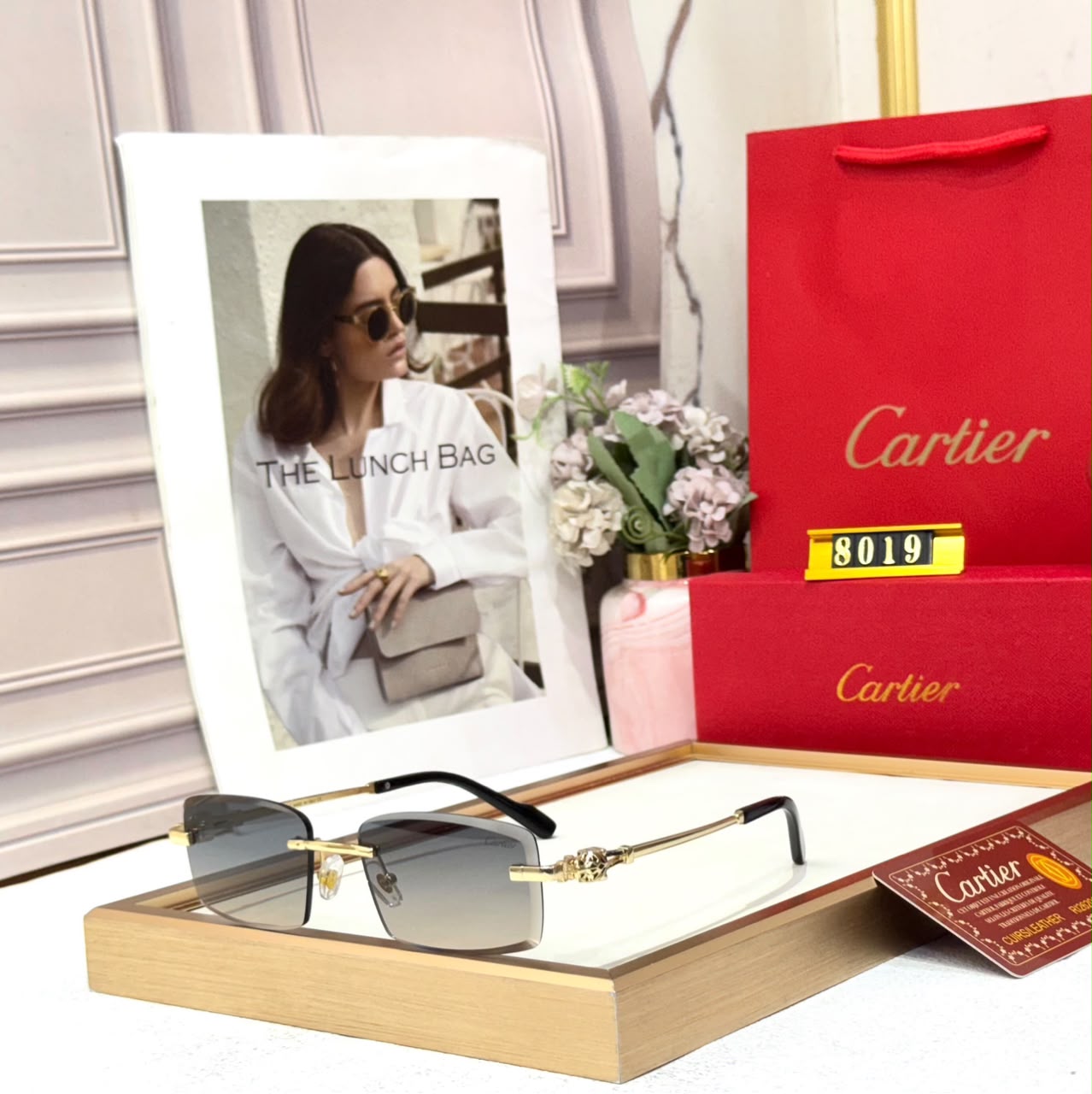 Cartier Rimless Rectangle Cartier Black Tone Rimless Rectangular Men’s Sunglass - TheLuxuryTag
