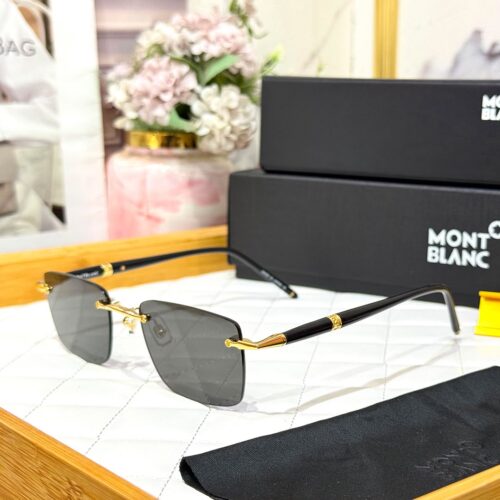 Mont Blanc Black Rectangular Men’s Sunglass