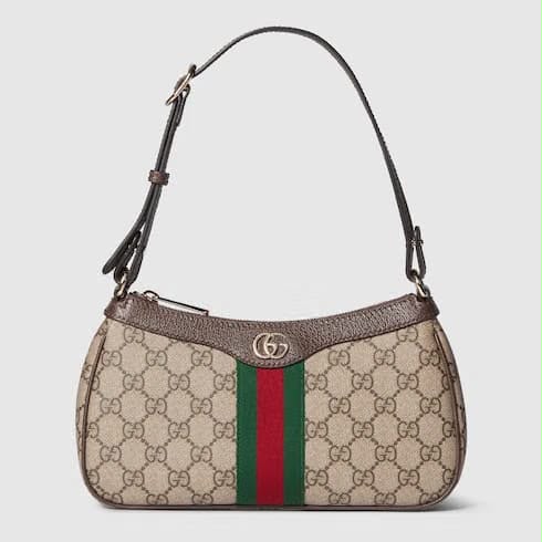 Gucci GG Ophidia Khaki Shoulder Bag (With Box)