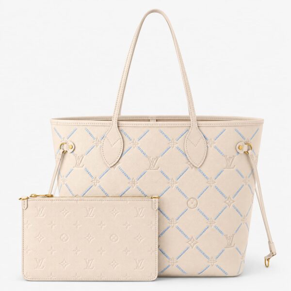 Louis Vuitton Neverfull MM Off White Empreinte Tote (With Double box)