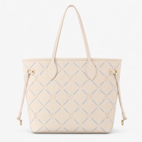 Louis Vuitton Neverfull MM Off White Empreinte Tote (With Double box)