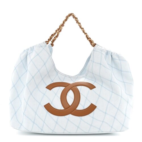 Chanel Coco Blue Maxi Beach Hobo Tote
