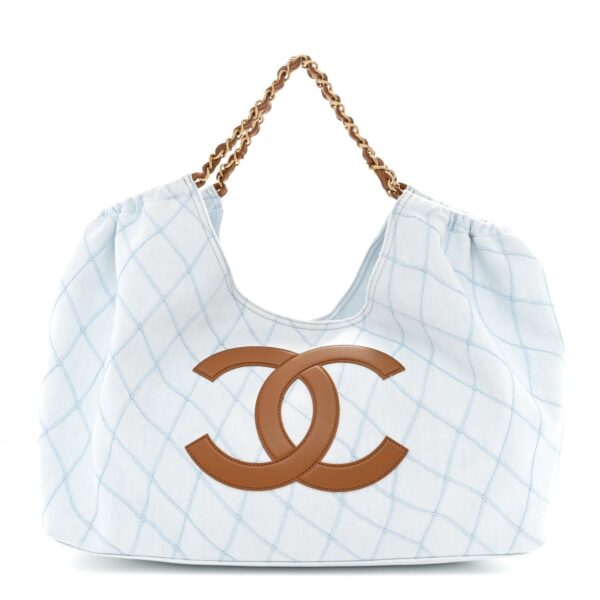 Chanel Coco Blue Maxi Beach Hobo Tote