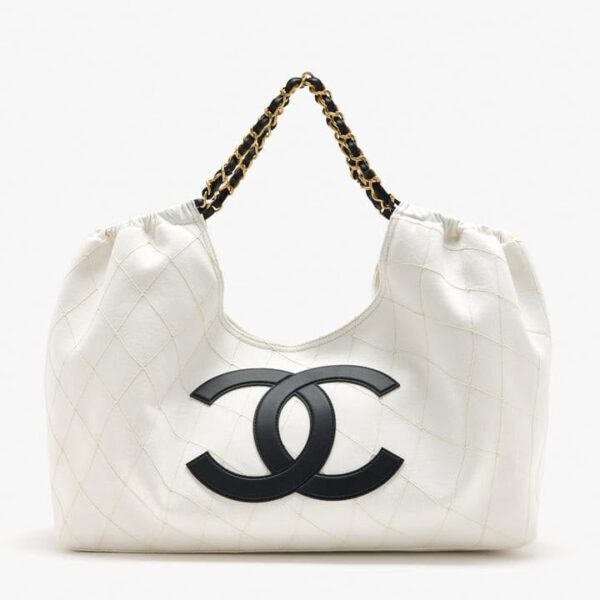 Chanel Coco White Maxi Beach Hobo Tote