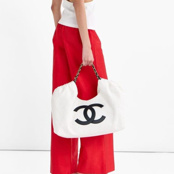 Chanel Coco White Maxi Beach Hobo Tote