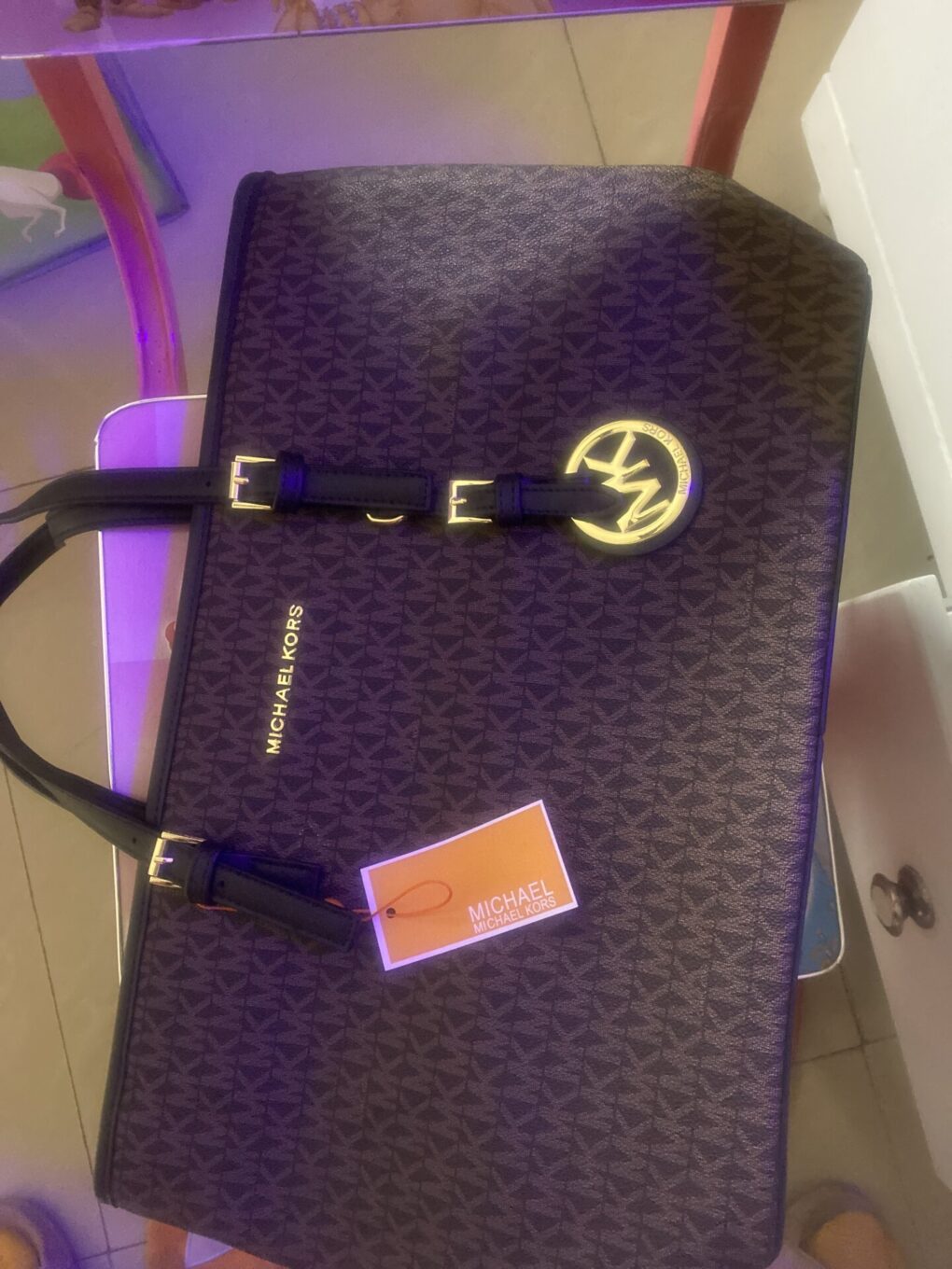 Michael Kors Coffee Black Neverfull Tote Bag photo review