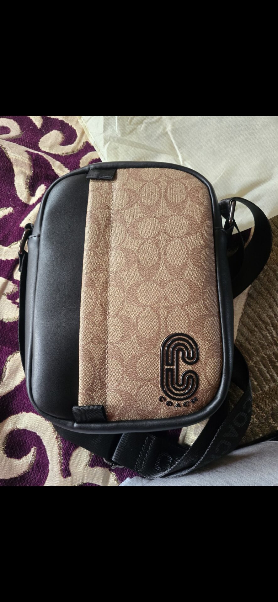 Coach Accordian Apricot Black Messenger Bag photo review