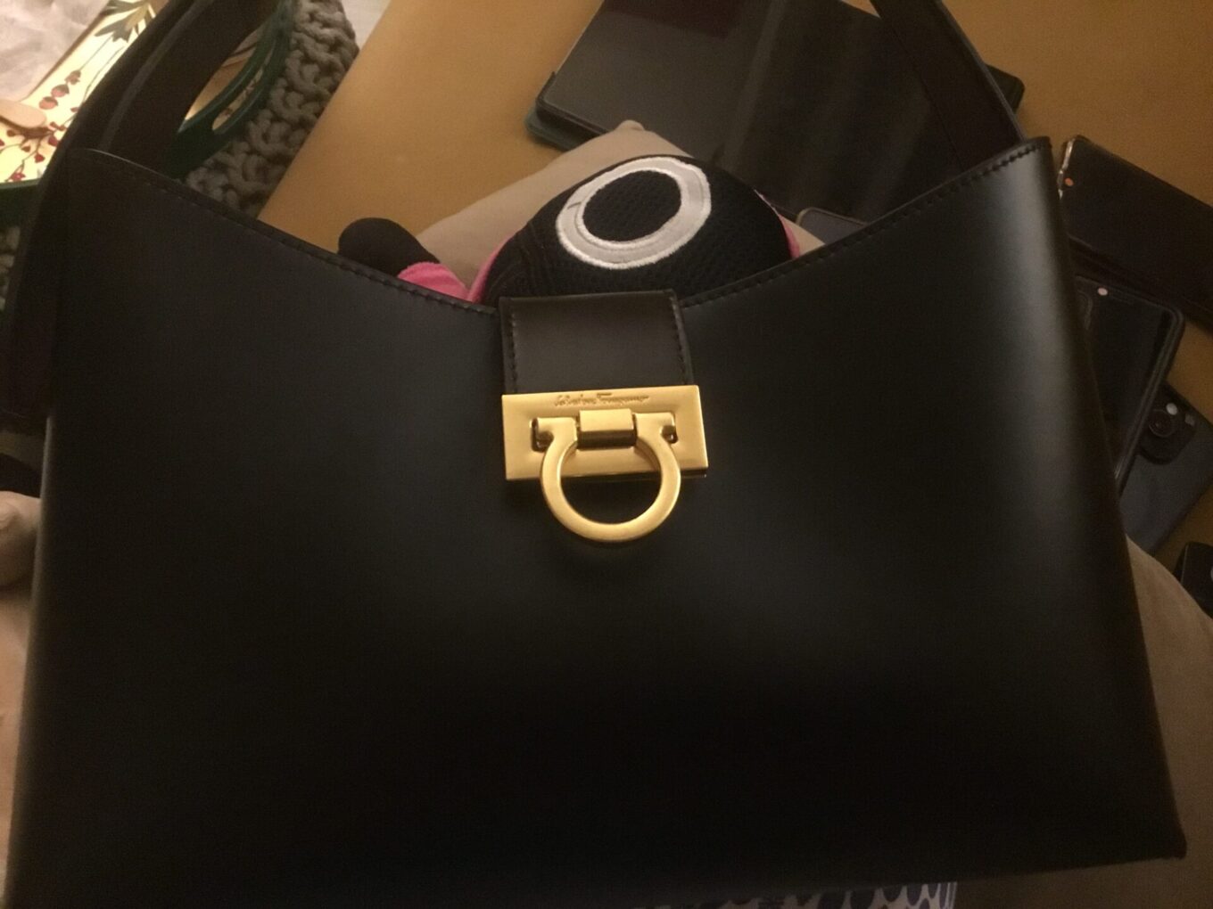 Ferragamo Trifolia Black Shoulder Bag (With Box) photo review